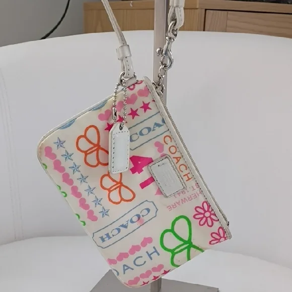 Coach Colorful Logo Wristlet *GUC* Comes With Coach Dust Bag - Picture 9 of 10